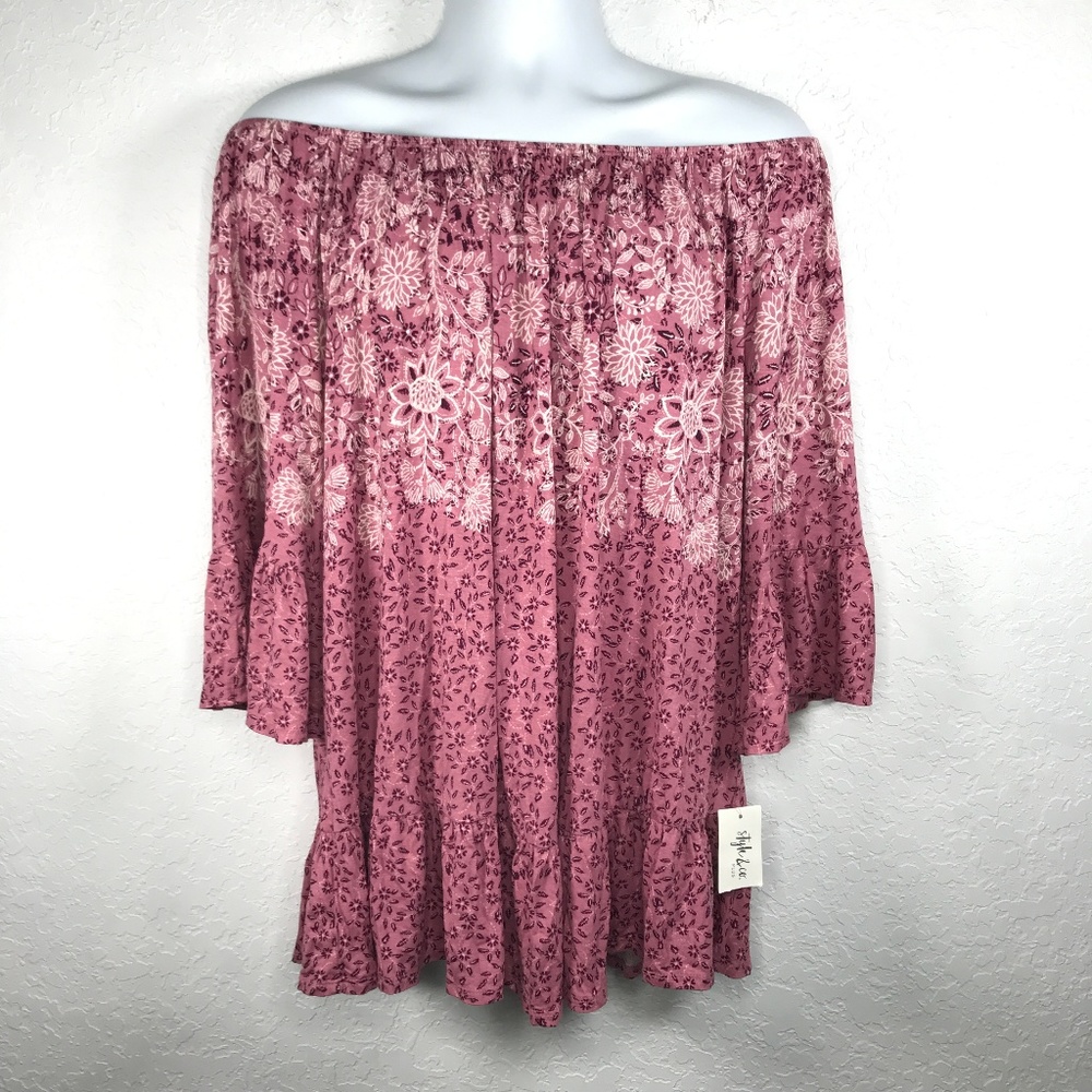 Style & Co Plus Size Off The Shoulder Top Floral